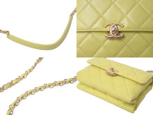 Load image into Gallery viewer, CHANEL シャネル マトラッセ 2WAY ショルダーバッグ ココマーク ラムスキン ランダム番号 イエロー ゴールド金具 美品 中古 61280
