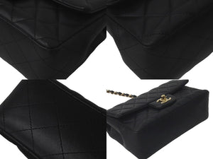CHANEL シャネル ミニ マトラッセ チェーン ショルダーバッグ 30番台 ラムスキン ブラック ココマーク ロゴ 美品 中古 61330