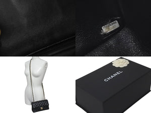 CHANEL シャネル ミニ マトラッセ チェーン ショルダーバッグ 30番台 ラムスキン ブラック ココマーク ロゴ 美品 中古 61330