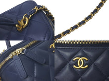 Load image into Gallery viewer, 極美品 CHANEL シャネル バニティチェーンショルダーバッグ トップハンドル ランダム カーフ ネイビー ゴールド金具 中古 61398