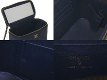 Load image into Gallery viewer, 極美品 CHANEL シャネル バニティチェーンショルダーバッグ トップハンドル ランダム カーフ ネイビー ゴールド金具 中古 61398