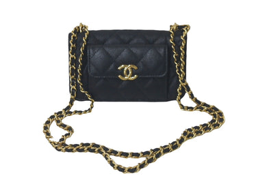 新品同様品 CHANEL シャネル チェーンショルダーバッグ ココマーク ランダム キャビアスキン ブラック ゴールド金具 中古 61406
