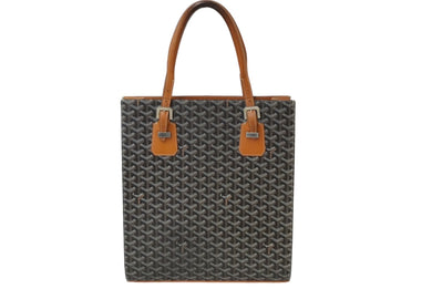 GOYARD ゴヤール コモール GM ハンドバッグ ブラック ブラウン PVCコーティングキャンバス シルバー金具 美品 中古 61453