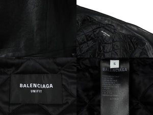 BALENCIAGA バレンシアガ デニムスタイル レザージャケット 23SS サイズS 牛革 ブラック 697776 美品 中古 61505
