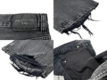 Load image into Gallery viewer, 未使用 BALENCIAGA バレンシアガ フレアデニムパンツ 697829 TBP47 ユニセックス Sサイズ コットン ブラック 中古 61507
