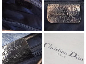 Christian Dior クリスチャンディオール ヴィンテージ ハンドバッグ サドルバッグ デニム レザー ブルー ブラック 中古 40072