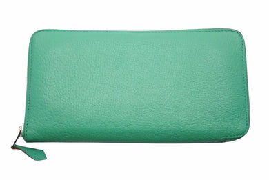 HERMES エルメス アザップロング □P刻印 ミント ラウンドファスナー 長財布 シェーブル 美品 中古 37133