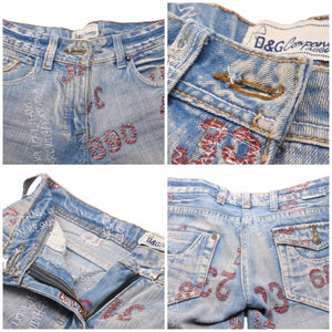 D&G ドルチェ＆ガッバーナ ヴィンテージ デニム パンツ ジーンズ インディゴ 刺繍 イタリア製 レディース サイズ31 良好 38015