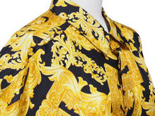 画像をギャラリービューアに読み込む, VERSACE ヴェルサーチ V2 by versace 長袖シャツ バロッコ シルクシャツ 総柄 イエロー シルク サイズL 美品 中古 52663 