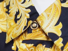 画像をギャラリービューアに読み込む, VERSACE ヴェルサーチ V2 by versace 長袖シャツ バロッコ シルクシャツ 総柄 イエロー シルク サイズL 美品 中古 52663 