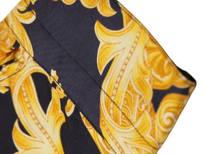 VERSACE ヴェルサーチ V2 by versace 長袖シャツ バロッコ シルクシャツ 総柄 イエロー シルク サイズL 美品 中古 52663 