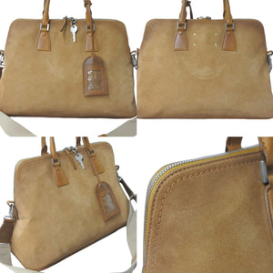激レア Maison Margiela メゾンマルジェラ ボストンバッグ 2WAYショルダー 5AC ボリード型 17SS ブラウン 牛革 S55WI0019 ヴィンテージ加工 美品 中古 60132