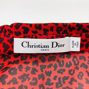 [USED/中古]Christian Dior クリスチャンディオール ブラウス 2022　SS　極美品　ブラウス　シフォン　レオパード　シルク　シャツ　黒×赤　34 レッド シルク 34 Aランク 中古 ai-tdc-002485-4e