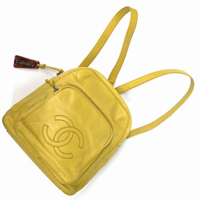 [USED/中古]CHANEL シャネル リュック・デイパック ココマーク　バックパック　マーブルファスナートップ　ヴィンテージ イエロー レザー Bランク 中古 tdc-002446